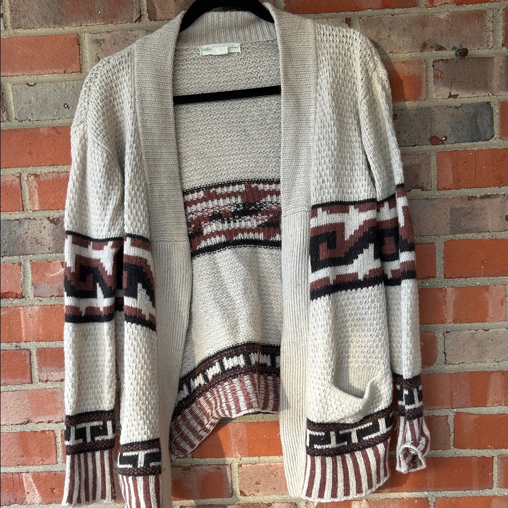 Urban Outfitters Beige and Brown Patterned Cardigan